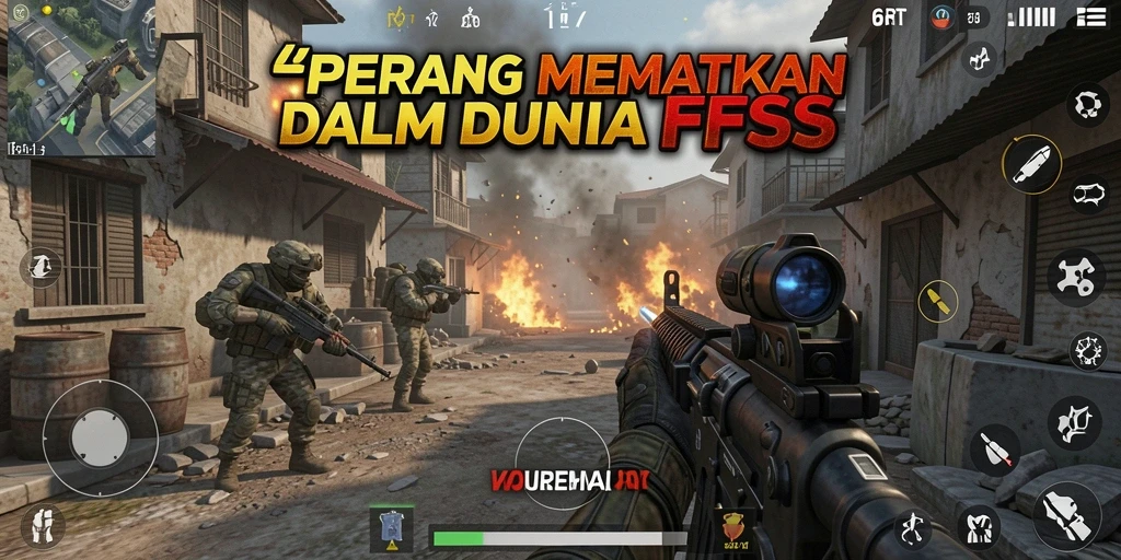 Screenshot gameplay 6RT menampilkan aksi tembak-menembak yang intens.