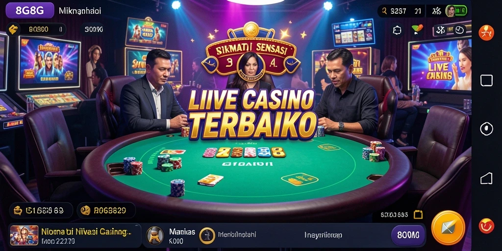 Tampilan gameplay mendebarkan di aplikasi Live Casino 8G8G.