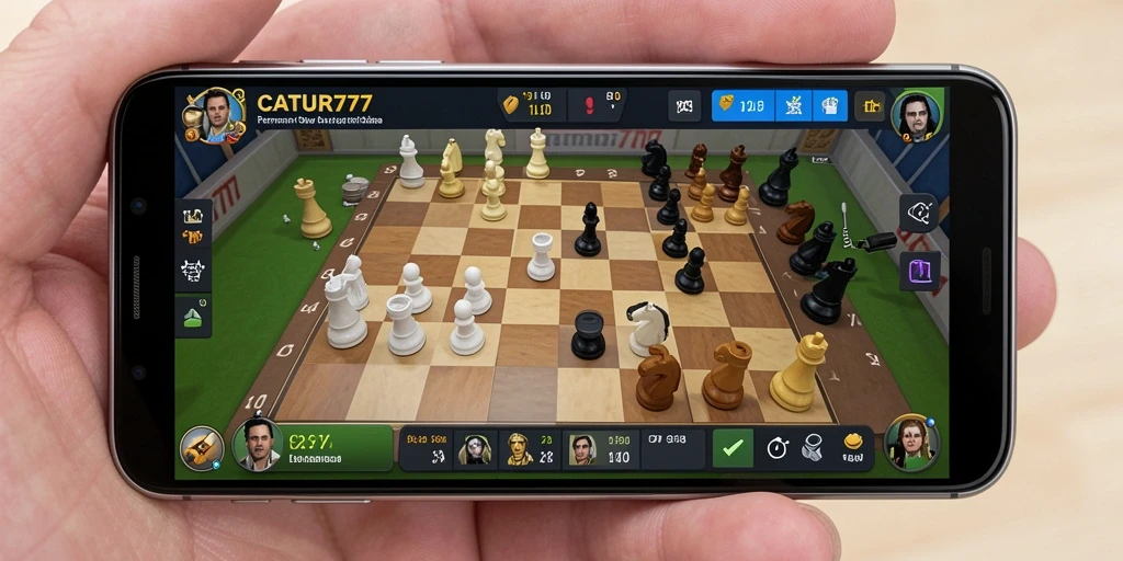 Tangkapan layar utama CATUR777 menampilkan strategi catur yang mendebarkan.