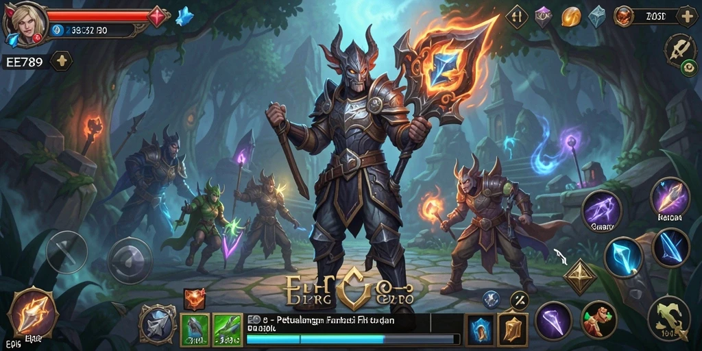 Tampilan gameplay EE789 yang penuh aksi dalam petualangan RPG.