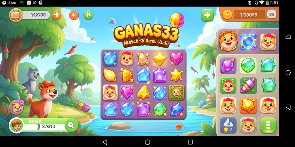 Tampilan gameplay seru GANAS33 dengan tantangan Match-3.