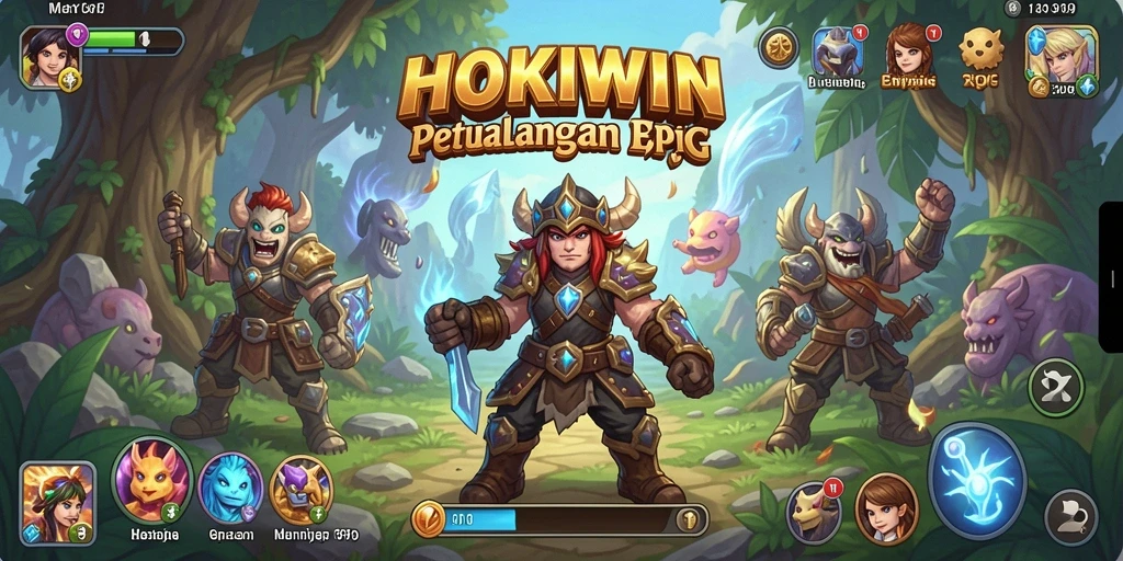 Tampilan gameplay menakjubkan dari HOKIWIN yang penuh aksi RPG.