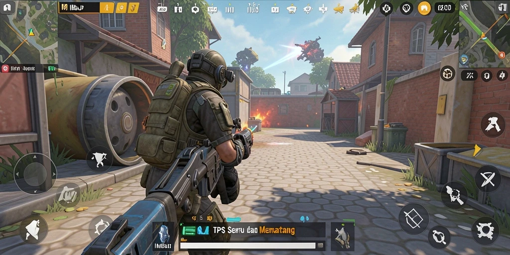 Tampilan gameplay imersif dan seru dari IMBAJP dengan aksi TPS.