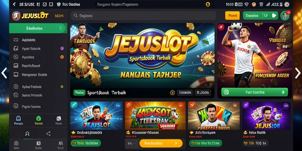 Tampilan gameplay <strong>JEJUSLOT</strong> dengan antarmuka Sportsbook yang menarik.