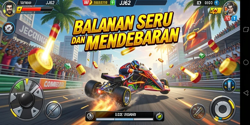 Gameplay seru dari <strong>JJ62</strong> dengan balapan yang mendebarkan dan kendaraan yang bertenaga.