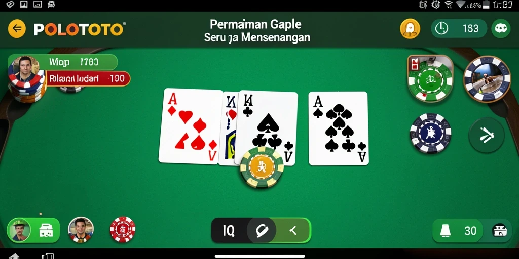 Screenshot POLOTOTO menampilkan serunya bermain Gaple bersama teman.